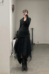 Marc Le Bihan lace embroidered skirt 2596 series plant dyeing France MLB-2596-HEILS black lace embroidery